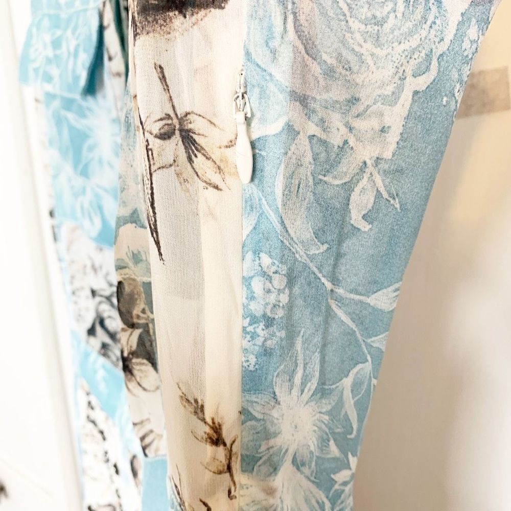 3.1 Phillip Lim Floral Silk Shirt Dress Blue Cream Grommet Collared Women’s Sz 2 - Picture 13 of 16